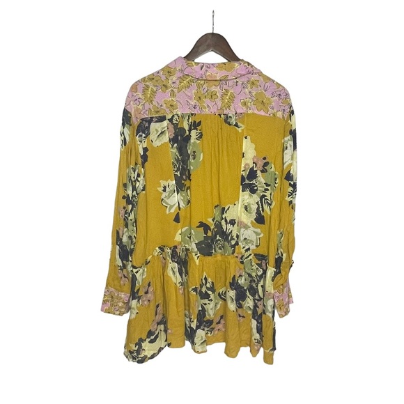 NWOT Free People Yellow Floral Brunch A ButtonUp Mini Dress/Blouse S - Picture 8 of 16